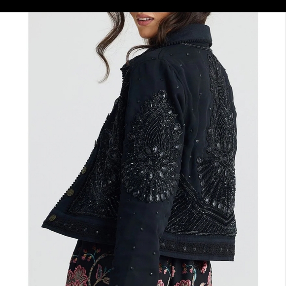 NWT Talisman Torero beaded embellished design point collar button jacket.  small - Picture 3 of 16
